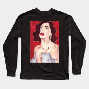 Lady on Red Long Sleeve T-Shirt